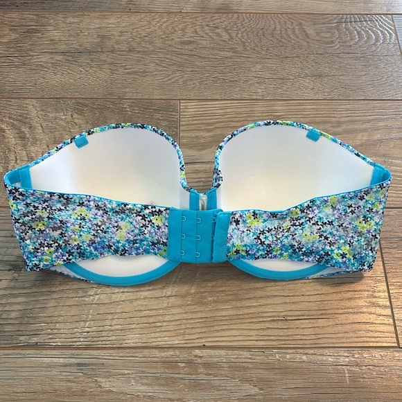 Victoria’s Secret Strapless Blue Green Floral Bra Size 38D - Picture 2 of 4